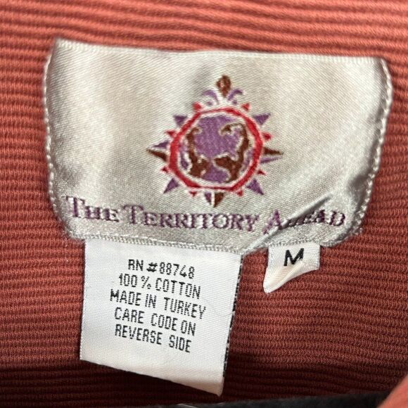 The Territory Ahead Sweater Mens Medium Terry Cotton Henley Button Snap Pullover - Picture 6 of 10
